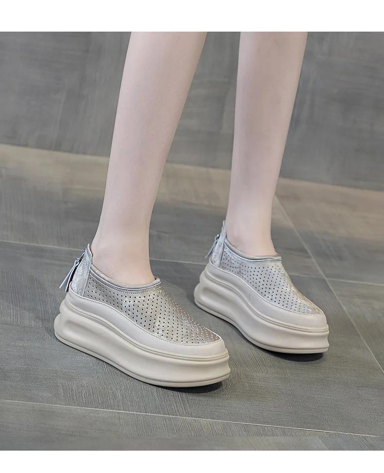 Козной 6 см коровья натуральная кожа летние мягкие балетки весенние оксфорды женские удобные полые мокасины для отдыха этнические туфли без застежек эргономичные 34 абрикосовый