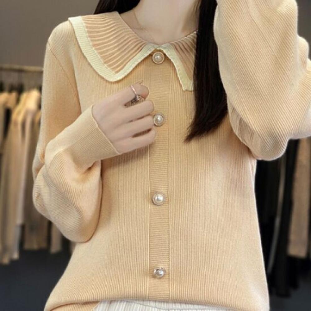 Navava Long Sleeve KniT T shirT wiTh sofT buTTon poinT Collar Nk2326