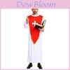 Halloween Themed Party Costume For Men Featuring Creepy Red Cross Priest Design