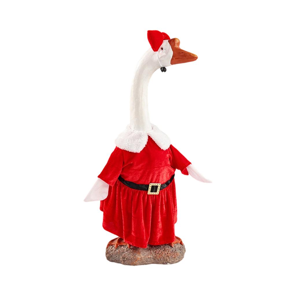 Christmas Velvet Dress Outfit For 23In Porch Goose Statue Decoration With Bow Garden Lawn Decor