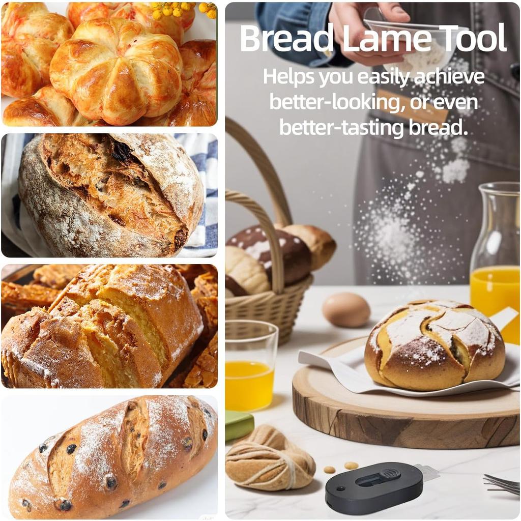 Magnetic Bread Lam Dough Scoring Tool, Bread Lame Slashing Tool with 15 Razor Blades, Professional Bread Lame for Dough Scoring Knife, Sourdough