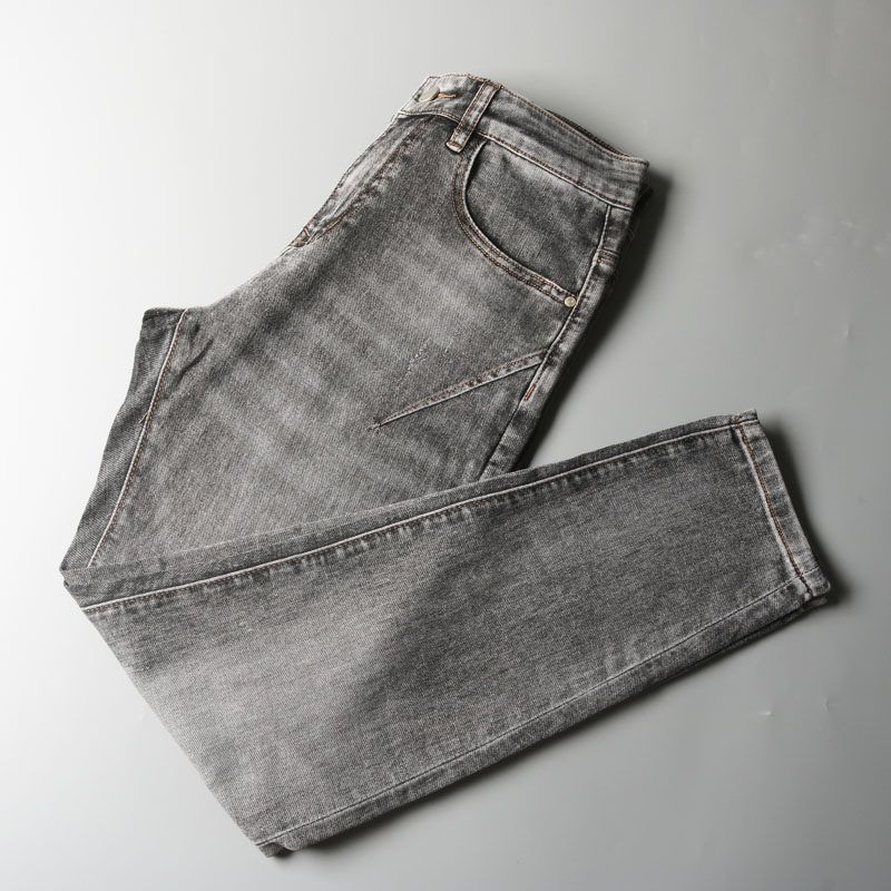 Foreign Trade Tail Goods Cut Label Summer Thin Smoky Gray Jeans Grey twenty-eight