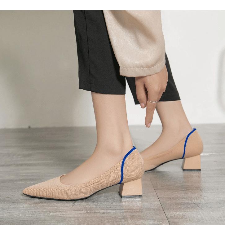 Spitze Zehenpartie, flacher Mund, Stoff, flache Unterseite, solide gestrickte Damenschuhe mit weicher Unterseite, große Schuhe, Größe 34–43