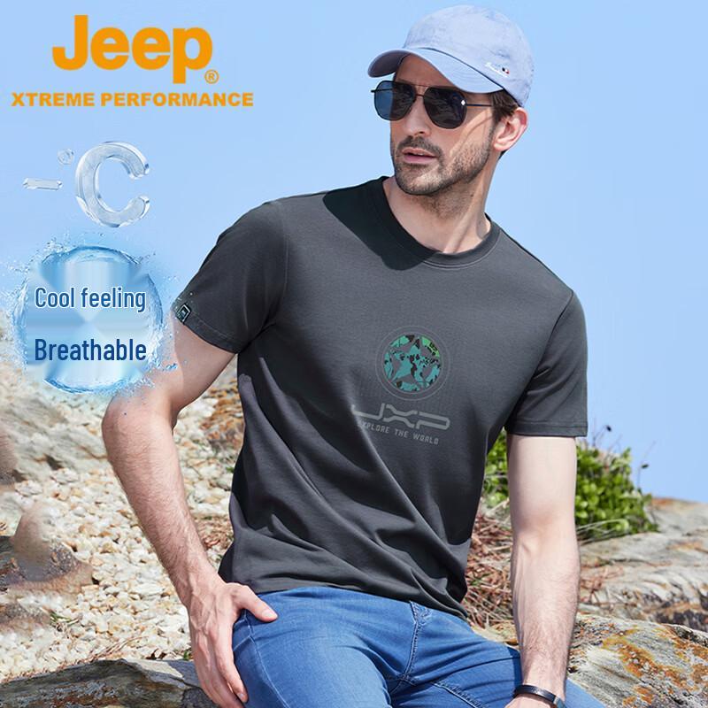 JEEP Men s Quick-Dry Breathable Round Neck T-Shirt M