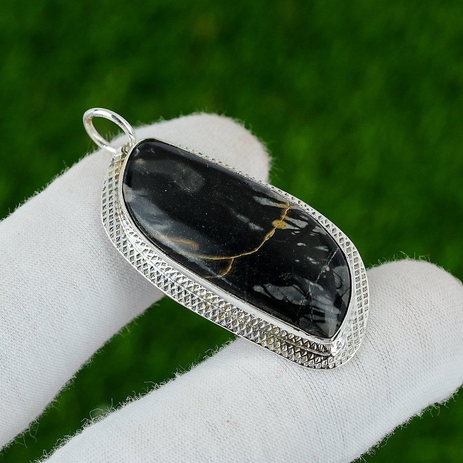 Gift For Women Pendant 925 Sterling Silver Natural Picasso Jasper Gemstone