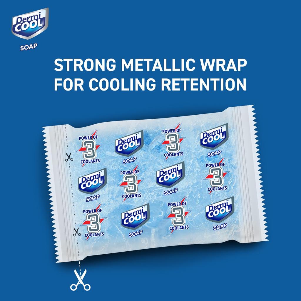 Dermicool Soap With 3 Coolants Camphor Menthol Thyme Oil 125g X 5 Pack Of 1 Instant Cooling Fresh Skin