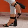 Rome Sandals For Women Summer Pu Material With Block Heel And Buckle Closure