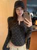 Floral Print Slim Fit Henley Collar Long Sleeve Top for Women - Autumn/Winter Waist-Cinched Base Layer