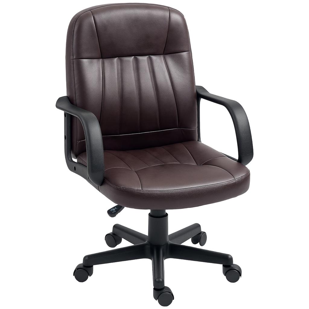 Swivel Executive Chair PU Leather Computer Desk Chair, Dark Brown