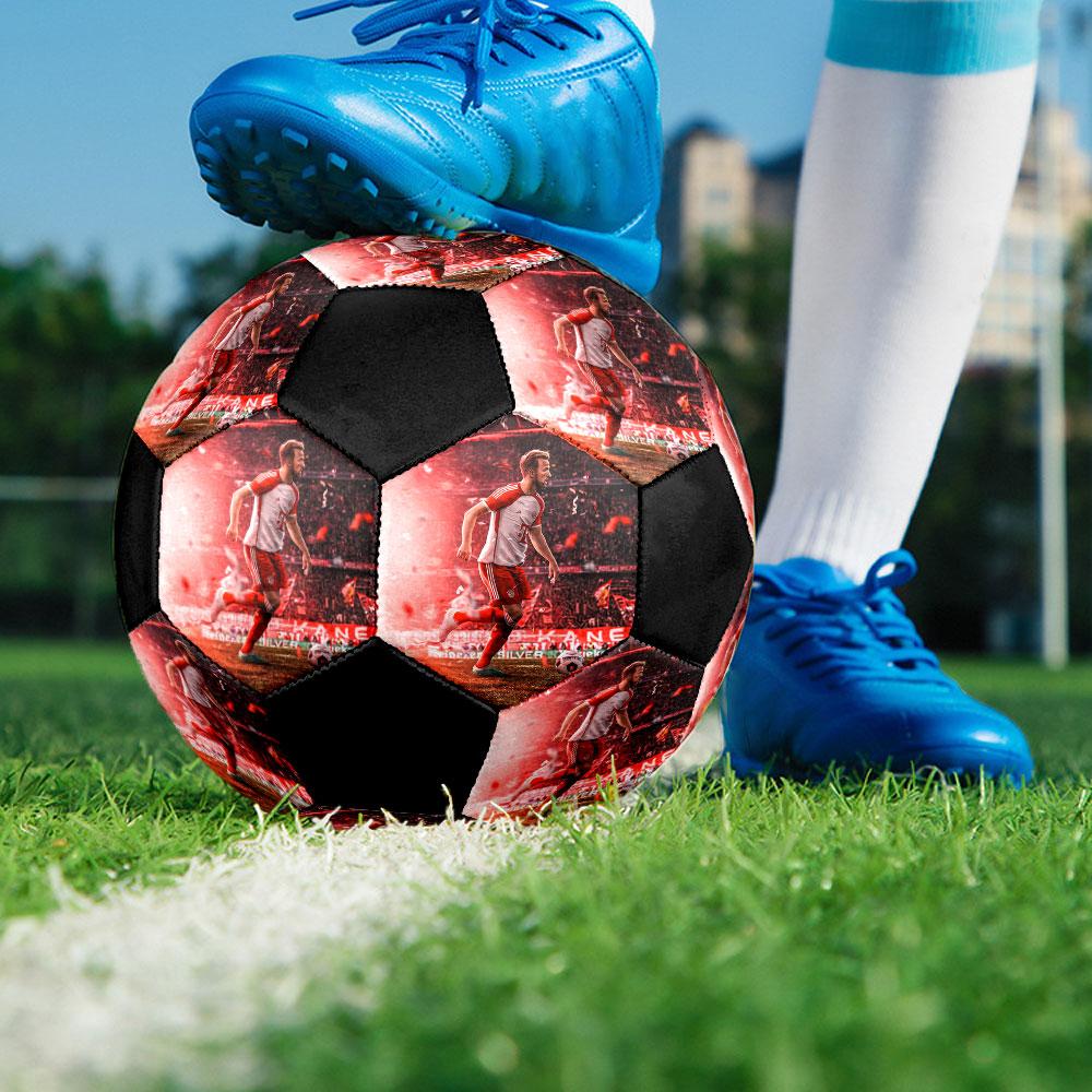 Harry Kane Printed Size 5 Soccer Ball, Machine-Stitched PVC, Durable & High Bounce, All Ages Fit, Fan Merchandise, Matches & Outdoor Use.