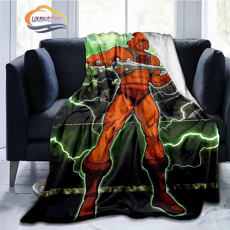 Cartoon Masters of The Universe Fashion Cashmere Blanket 3D Printed He-Man Flanela Pluszowa Miękka Wygodna Domowa