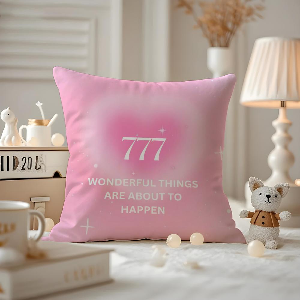 Seven Star Lucky Angel Numbers Cushion Cover Antidustmite Pillowcase Invisible zipper silky short plush Sofa cushion cover