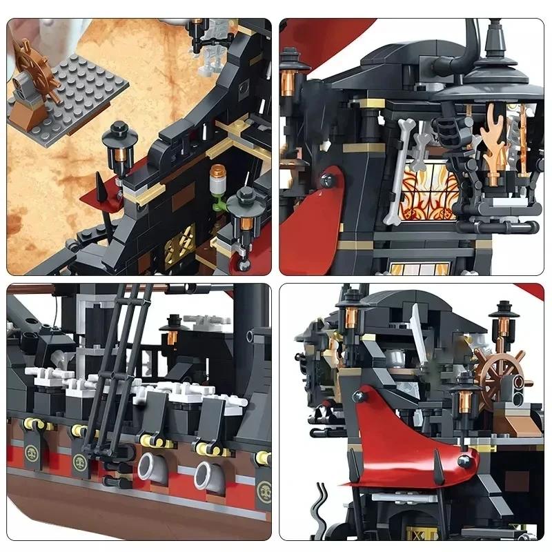 Pirates of The Caribbean Ship Queens Revenge Warship Black Pearl Sailboat Building Block Bricks MOC 4195 Assembly Toys Kid Gift
