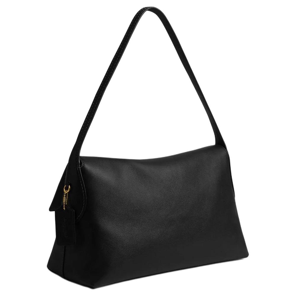 Coach Chelsea 36 Charme Logo Fermeture à Poussoir Avec Poche Zippée Sac à Bandoulière en Cuir Grain Naturel Grand Sac à Bandoulière Femme Noir CDS62-B4BK