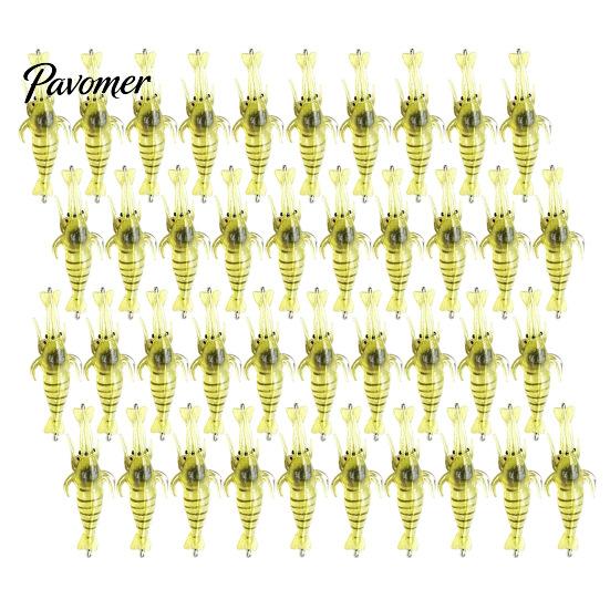 Saltwater Fishing Lure 5/10/20/40Pcs 4CM/1.3G Bionic Shrimp Soft Lure, Glow-in-the-dark Bass Lures Bait with Hook, Freshwater Swimbait Realistic