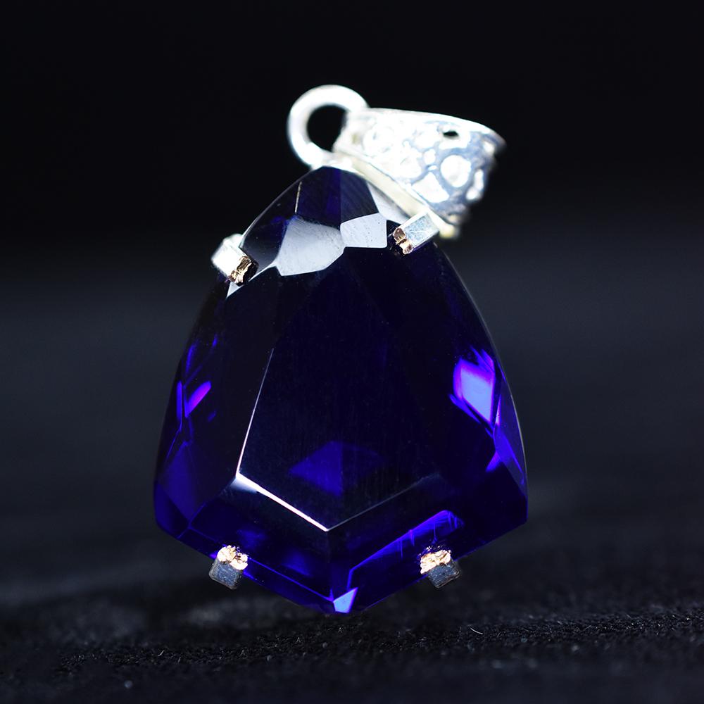 A Grade 63.3 Ct CERTIFIED Tanzanite 925 Sterling Silver Fancy Pendant Jewelry MY-PD-134-NS