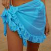 Cover Up Skirt Pure Color Loose Fit Lace-Up Design Quick-Drying Bikini Cover Up Ruffle Trim Sun Protection Beachwear