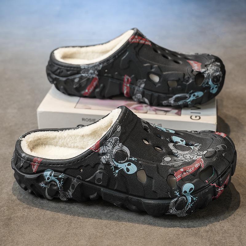 2025 Winter Cotton Closed-Toe Velvet Warm Garden Slippers: Unisex Indoor Half Slippers