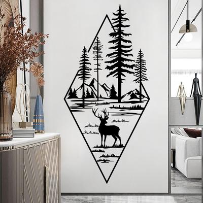 Αυτοκόλλητα πόρτας σκανδιναβικού στυλ Deer Deer Decor Decoration Home Αφαιρούμενη διακόσμηση σκάλας διαδρόμου Διακοσμητικά βινυλίου τοιχογραφίες