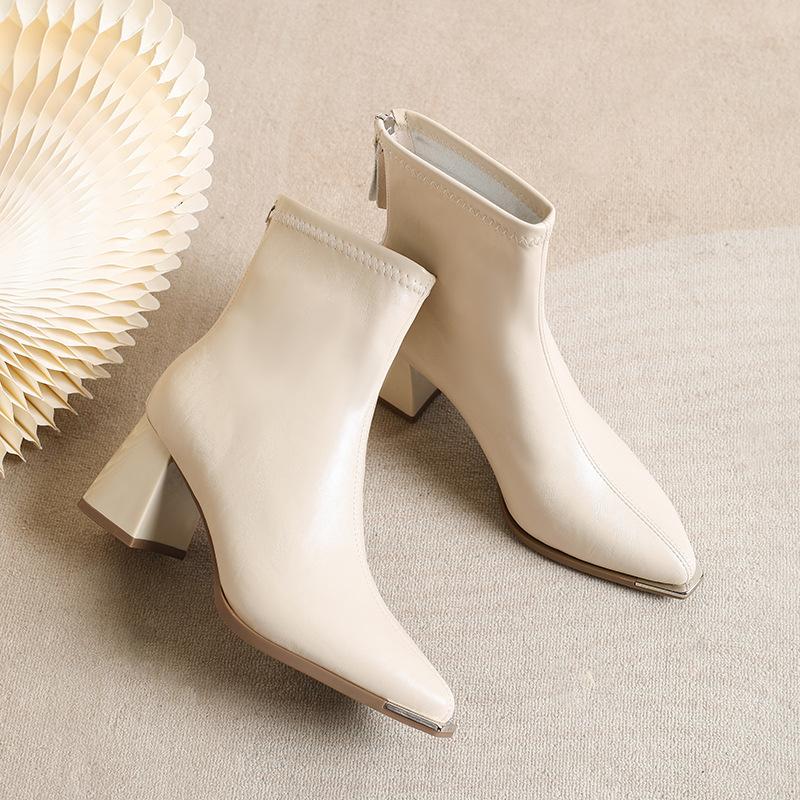 Fashion Thick Heel Pointed Toe Women Ankle Boots 2025 Autumn Winter Keep Warm Shoes Street Style Banquet Party Short Botas Mujer