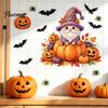 Cartoon Gnome Pumpkin Wall Decor Halloween Dwarf Stickers, Self Adhesive Removable PVC Decals, Autumn Leaves Festival Atmosphere Stickers And