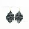 New Vintage Ethnic Style Long Wooden Earrings with Carved Patterns