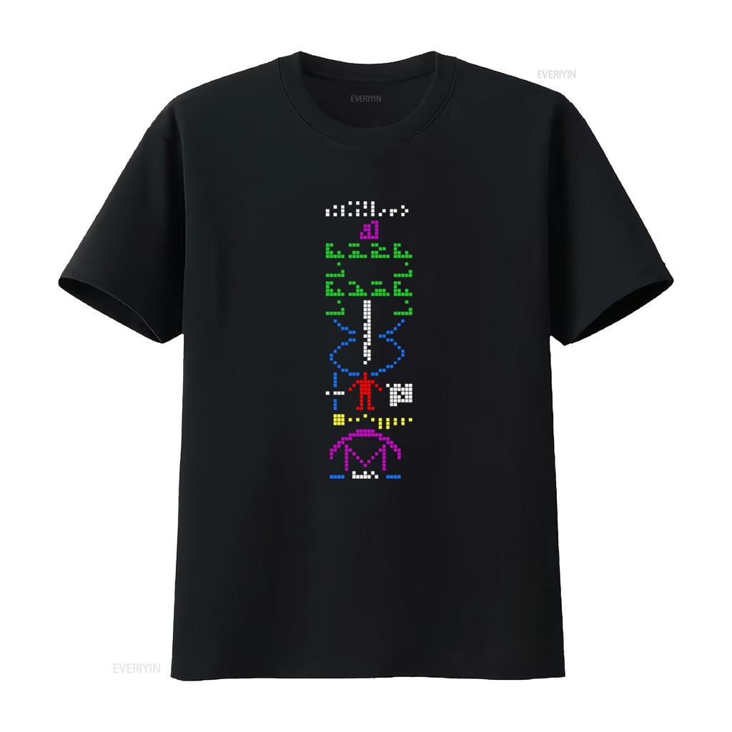 Arecibo Message Interstellaire Espace Geek Homme Coupe Standard T Shirt Mens Galactic Print Vintage Washed Streetwear