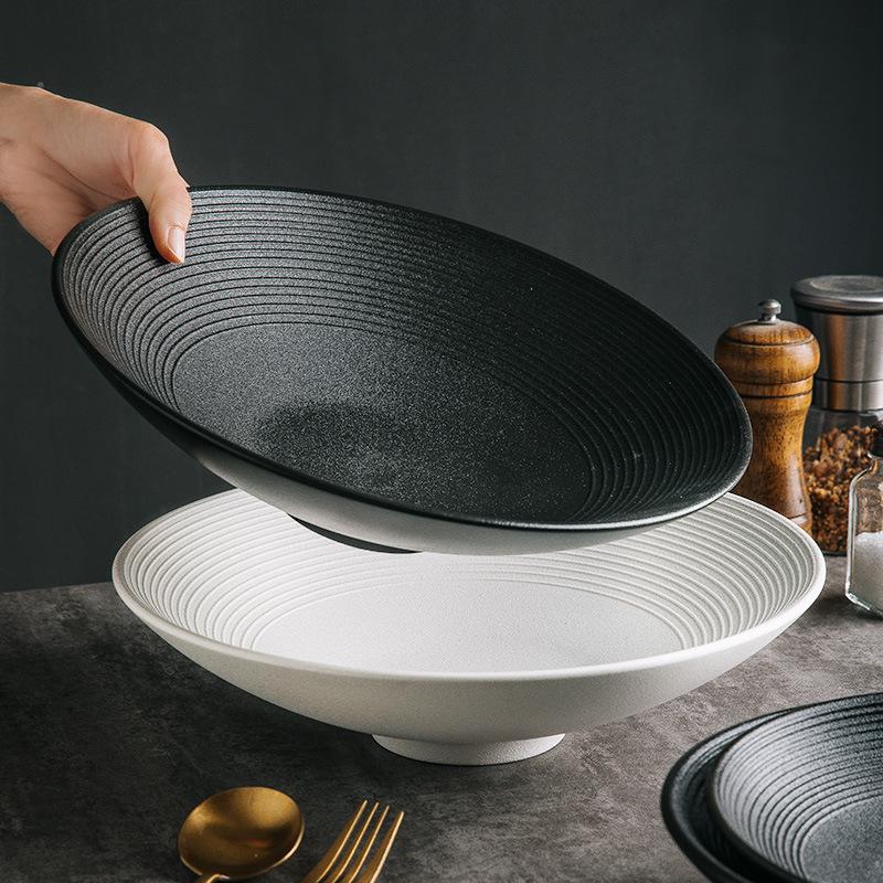Conical Ceramic Salad & Ramen Bowl - Large Serving Dish for Home or Restaurant Use