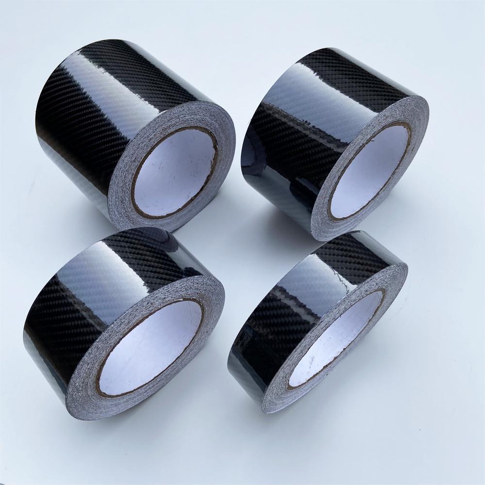 Rouleau de Ruban Adhésif Vinyle Fibre de Carbone 6D Noir Brillant 3/5/7/10CM Film Carbone Bandes Autocollants de Voiture Pour Pilier Capot Toit Porte