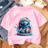 Popular Cartoon Children Tee Stitch Street Fashion For Boys Girls Summer Lightweight Casual Wear 3-14Y
