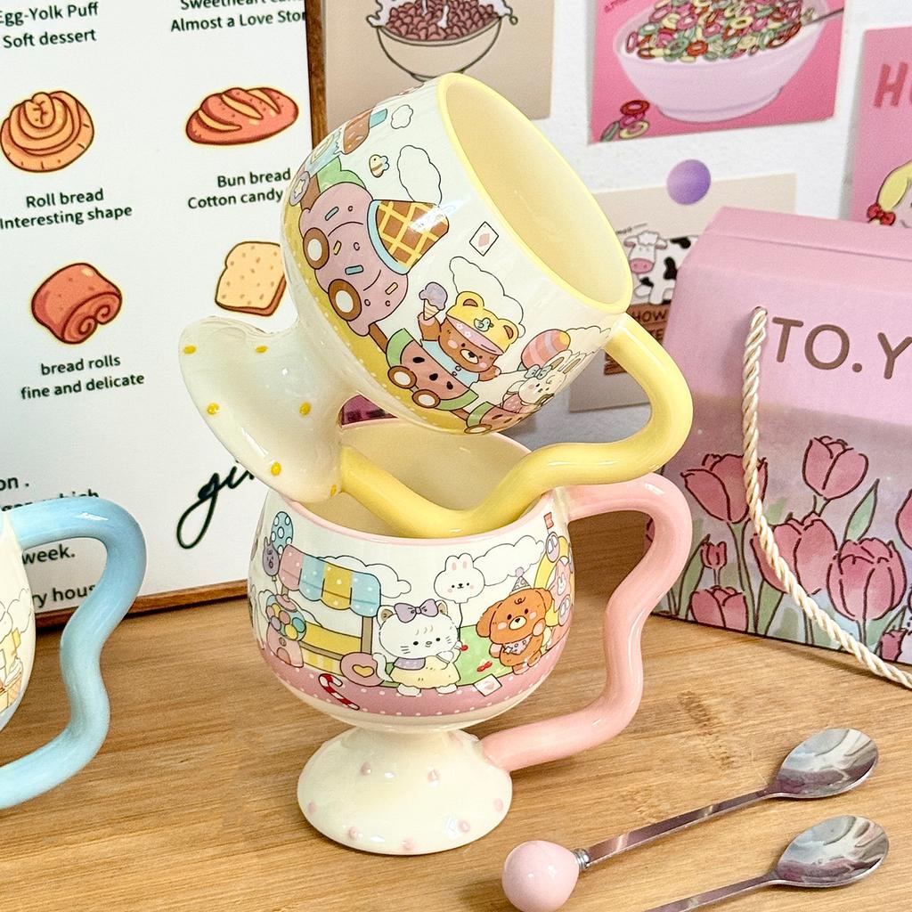 Cute Girl Goblet Cartoon Mug Ceramic Water Cup Household High-value Coffee Cup Good-looking Birthday Gift