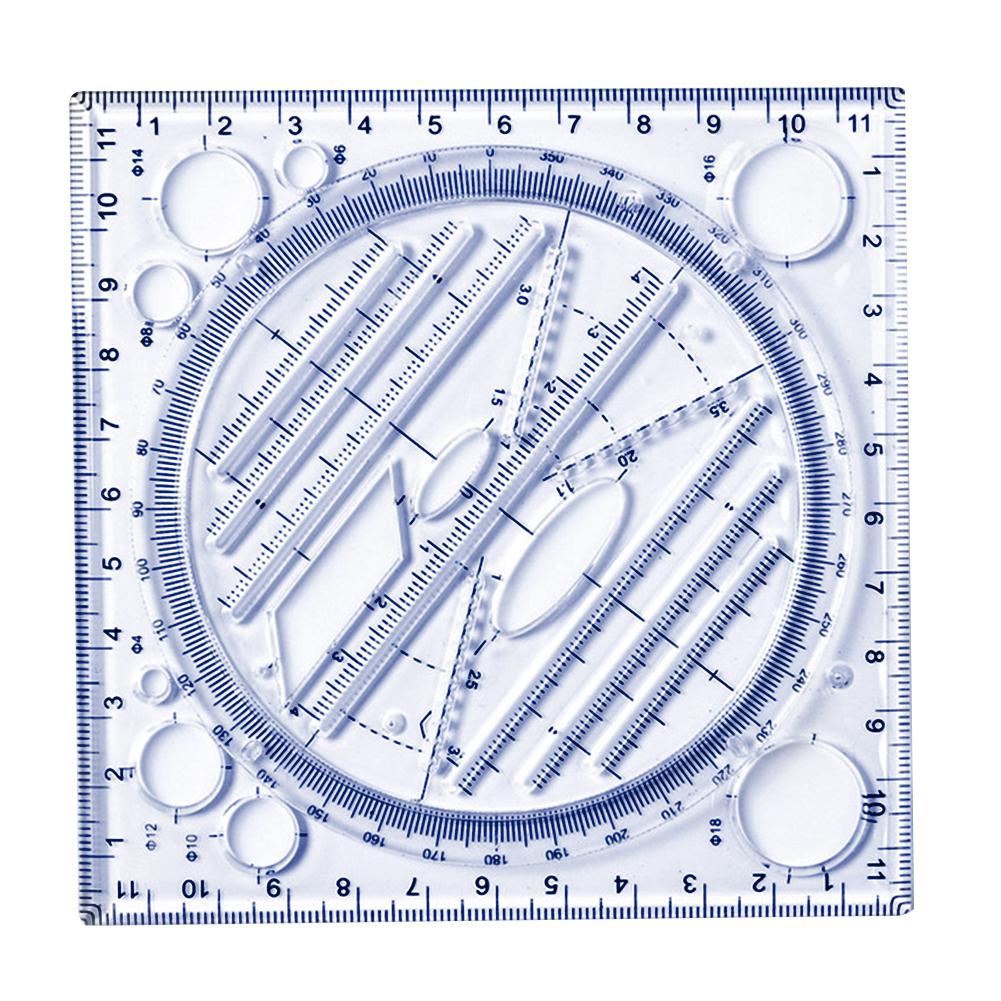 Multifunctional Geometric Ruler, Mathematics Drawing Ruler for Kids Architect Stereo Geometry Ellipse Drafting Scale Ruler