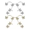 2Pcs Ear Clips Butterfly Decor Rhinestone Earrings Easy to Wear Shiny Non-Piercing Ear Cuffs Daily Wear Party Accessories