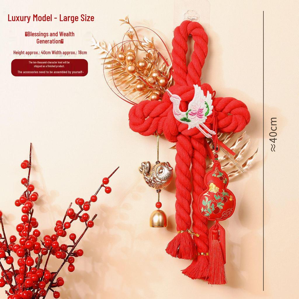 2026 Year of the Horse Spring Festival Chinese Knot Door Hanger - Wanzi Knot Ornament for Festive Atmosphere