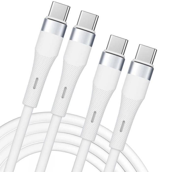 2x Câble USB-C 60W Charge Rapide pour iPhone 16 Pro, iPhone 15 Pro Max - Blanc 1 Mètre