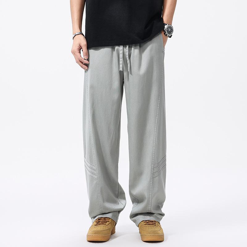 New Lyocell Tencel cotton spring and summer casual pants men's loose wide-leg pants cover shoes cool trousers
