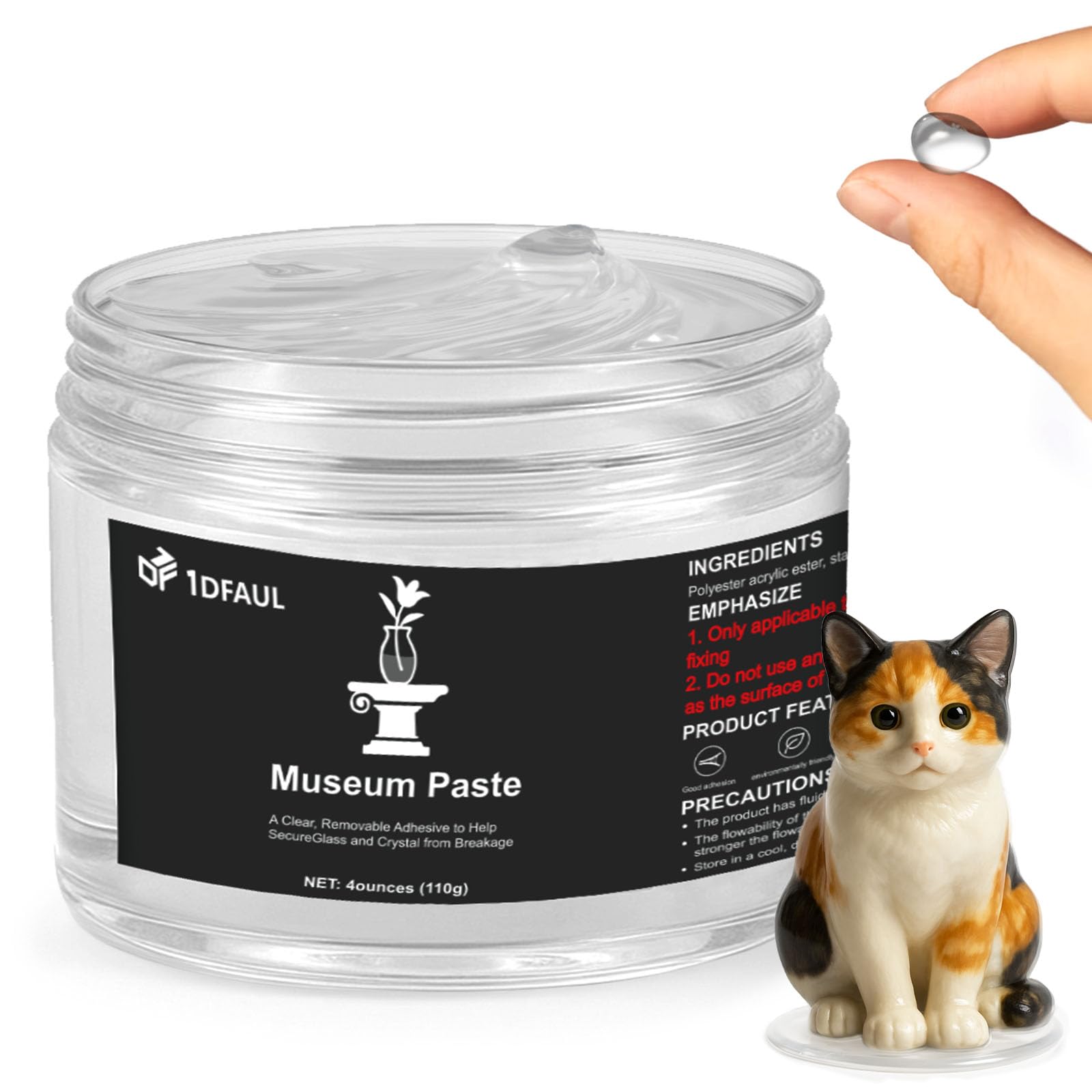 

1DFAUL Museum Clear Gel 110g Removable Reusable Putty Wax No Residue Fixes Collections Decorations Prevents Vibration Falling