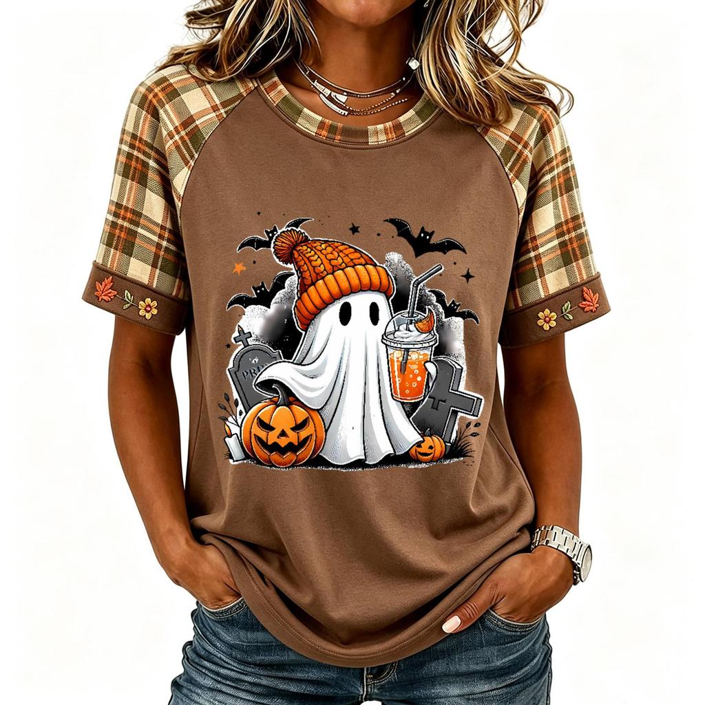 Women's Short Sleeve Raglan T-Shirt Round Neck Letter Print Casual Tee