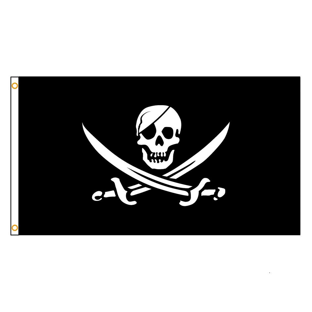 FLAGLINK 90x150cm Large Skull Crossbones Pirate Flag Jolly Roger (green,90 x 150cm) зелёный