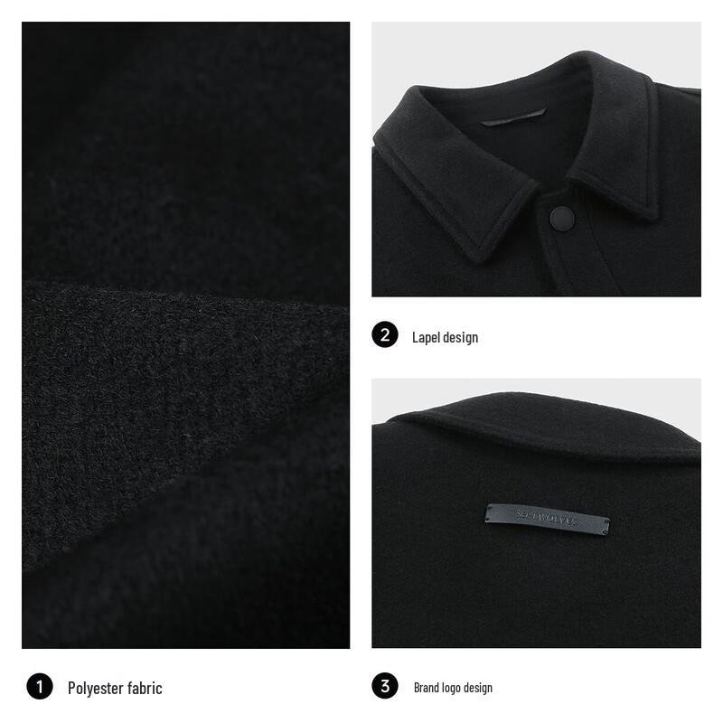 Qipilang Men's Lapel Wool Blend Winter Jacket