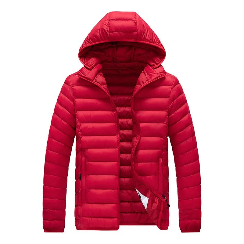 Herbst Winter Herren Leichte Daunenjacke Mode Mit Kapuze Kurze Große Ultradünne Leichte Jugend Slim Coat Daunenjacken