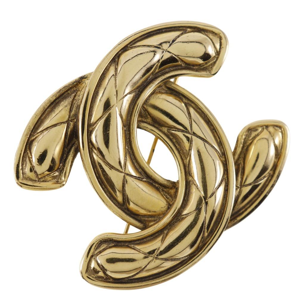 

CHANEL COCO Mark Brooch Matelasse Plated Gold 31.4g Women Used