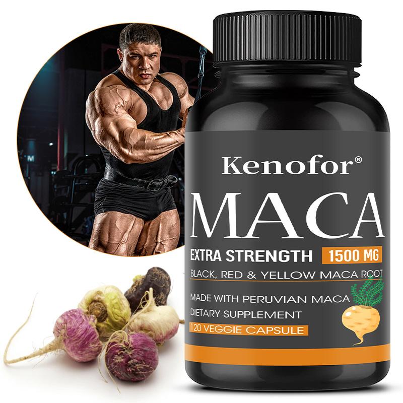 Capsule di Radice di Maca 1500mg, Estratto di Radice di Maca Nero Rosso Giallo, 120 Capsule Vegetariane, Integratore Alimentare