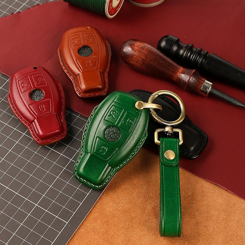 Genuine Leather Key Case for Mercedes-Benz LA200L, GLC300L, GLC260, B200, New E-Class.