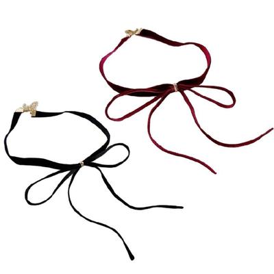 Y2K Schleifenanhänger Choker Schmuck Verstellbare Kette Choker Samtseil Halskette