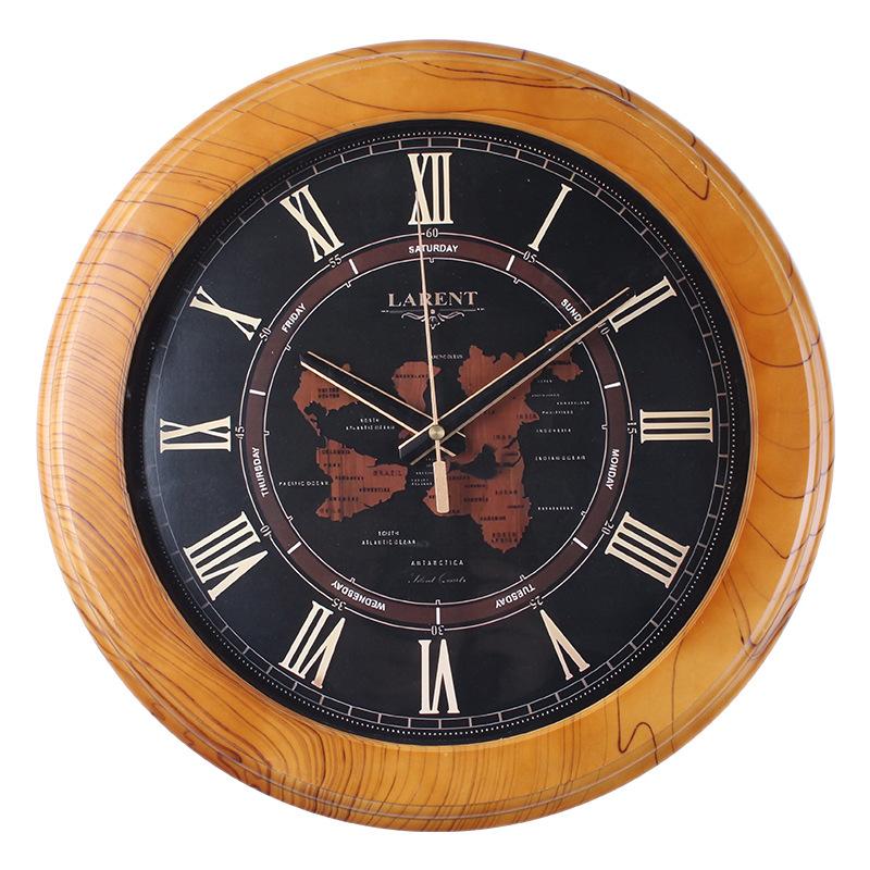 

Wood Grain Wall Clock Creative Living Room Retro Fashion Modern Artistic Plastic Clock Home Decoration Wall Clock 35CM [style] 2
