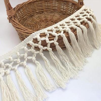 1 Jarda 14 cm Szerokości Frędzle Bawełniane Boho Makrama Wstążka z Frędzlami Do Rękodzieła Akcesoria do Szycia Tekstyliów Domowych Zasłon