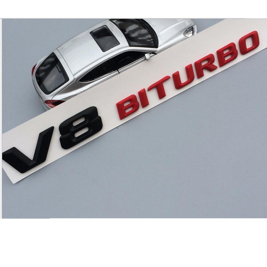 WSF1 Chrome Matt Gloss Black Red V8 BITURBO V8BITURBO Letters Fender Badges Emblems Sticker for Mercedes Benz AMG Car Sticker Emblerm