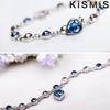 1PC Simple Creative Blue Crystal Zircon Heart Bracelet Women Valentine Day Gift Peach Heart Jewelry Accessories