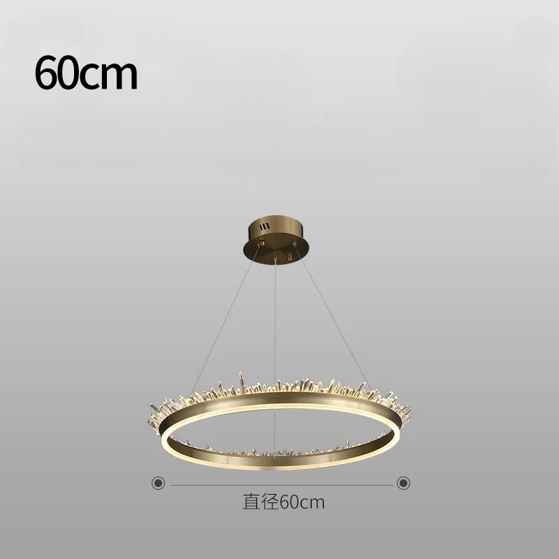 Round Crystal LED Chandeliers Gold Metal Hotel Hall Foyer Dining Room Hanging Light Fixtures Cord Adjustable Modern Loft Lamp